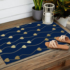 Heart Strings in Navy and Gold Outdoor Rug Gallery Image 2
