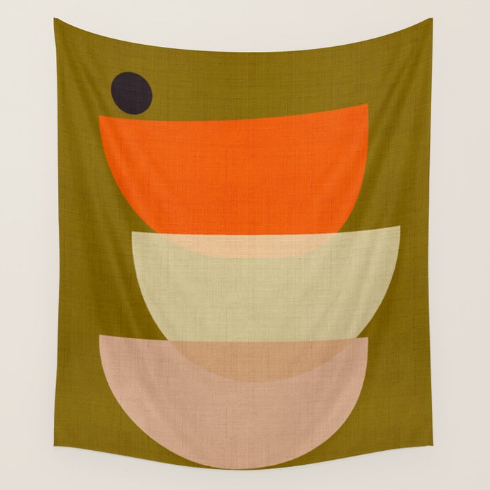 cups balance mid century minimal Wall Tapestry Gallery Image 4