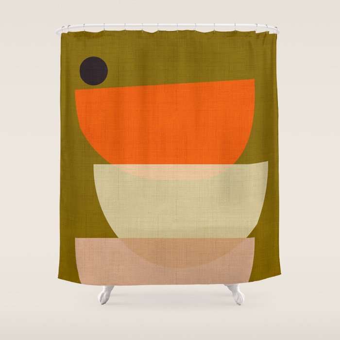 cups balance mid century minimal Shower Curtain Gallery Image 1