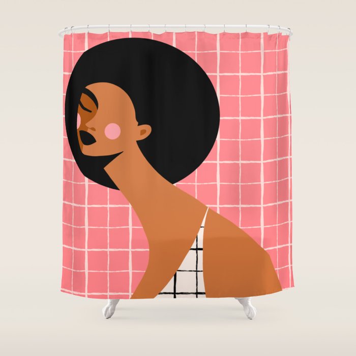 Grid Locked Goddess Shower Curtain Gallery Image 1