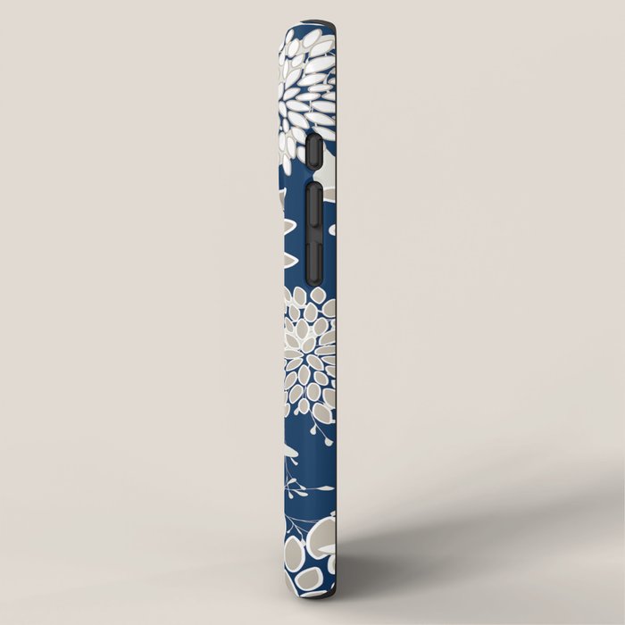 Leaves and Blooms, Blue and Gray iPhone Case Gallery Image 2