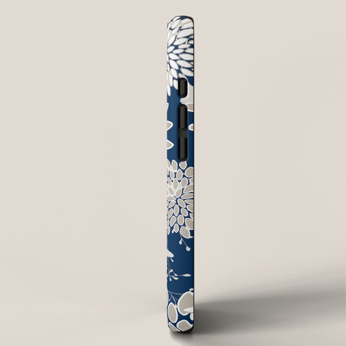 Leaves and Blooms, Blue and Gray iPhone Case Gallery Image 2