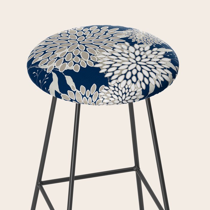 Leaves and Blooms, Blue and Gray Stool Gallery Image 2