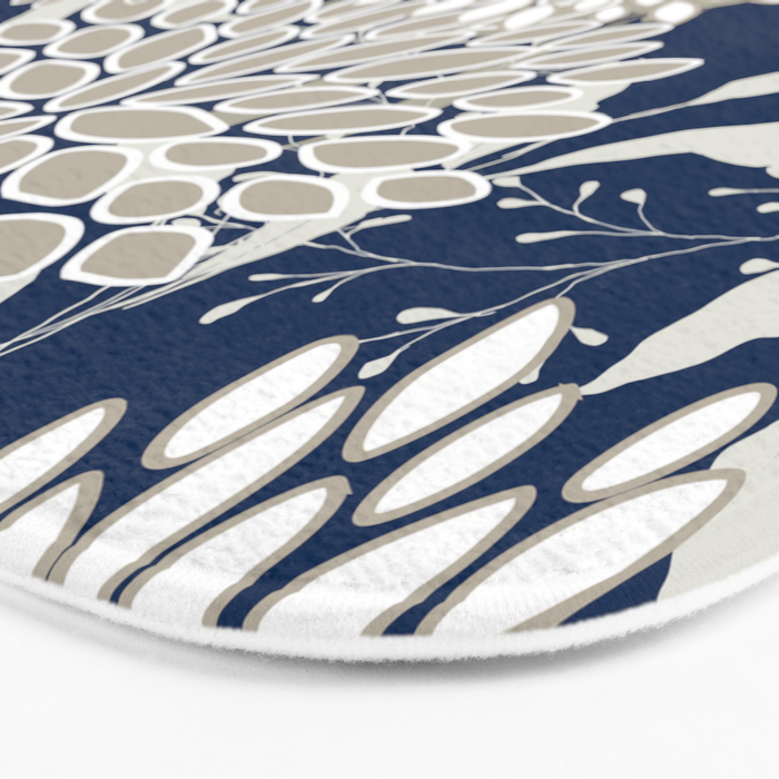 Leaves and Blooms, Blue and Gray Bath Mat Gallery Image 3