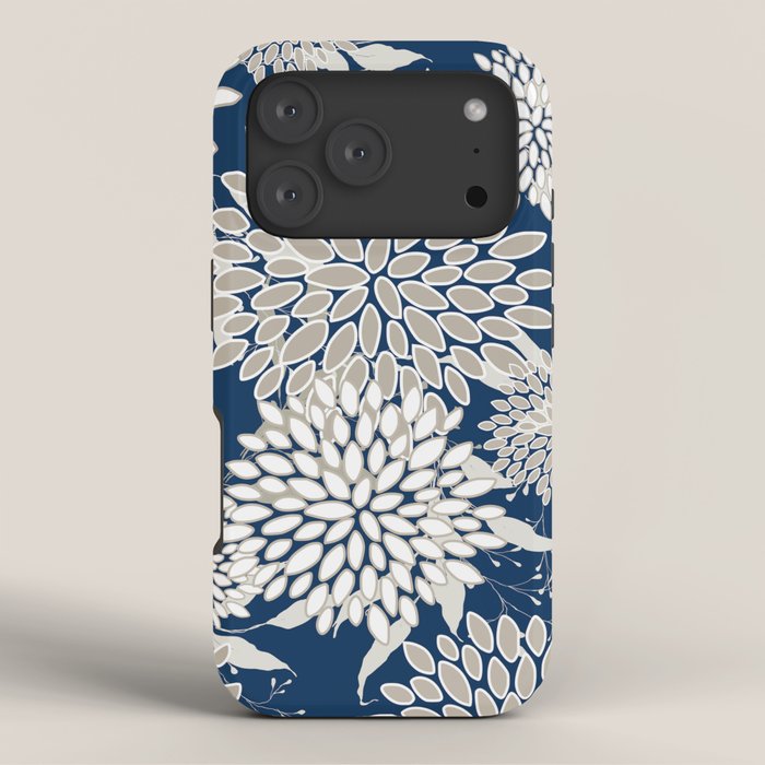 Leaves and Blooms, Blue and Gray iPhone Case Gallery Image 3