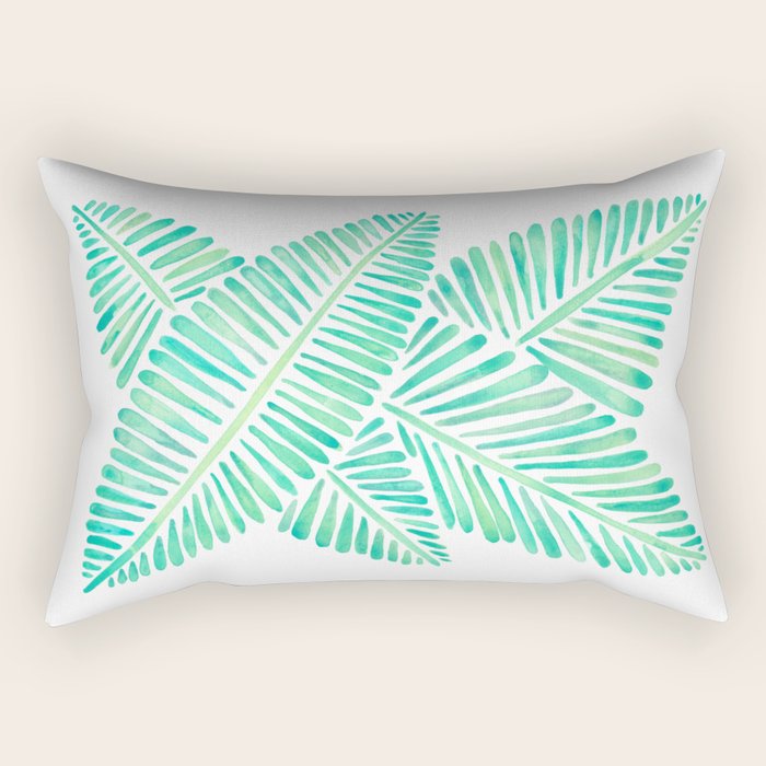 Tropical Banana Leaves - Mint Palette Rectangular Pillow Gallery Image 2