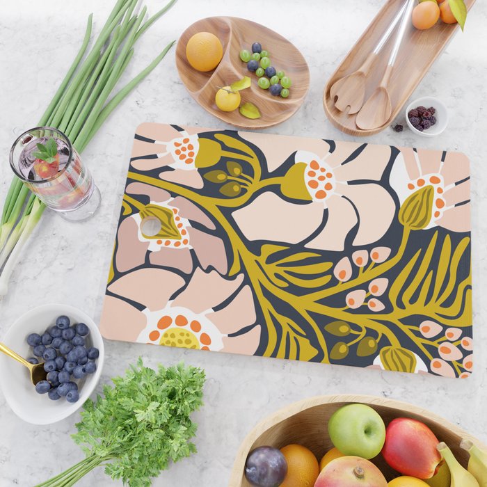 Backyard flower - modern floral illustration Cutting Board Gallery Image 2