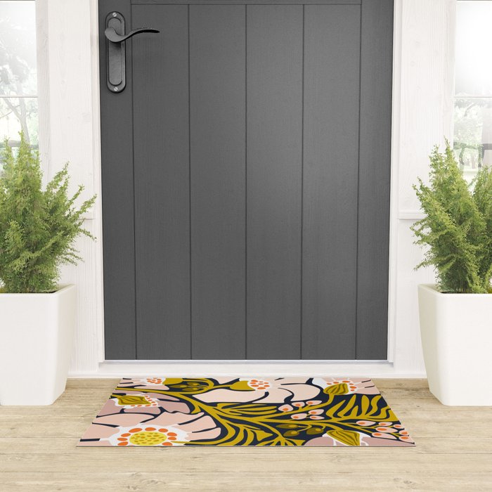 Backyard flower - modern floral illustration Welcome Mat Gallery Image 3