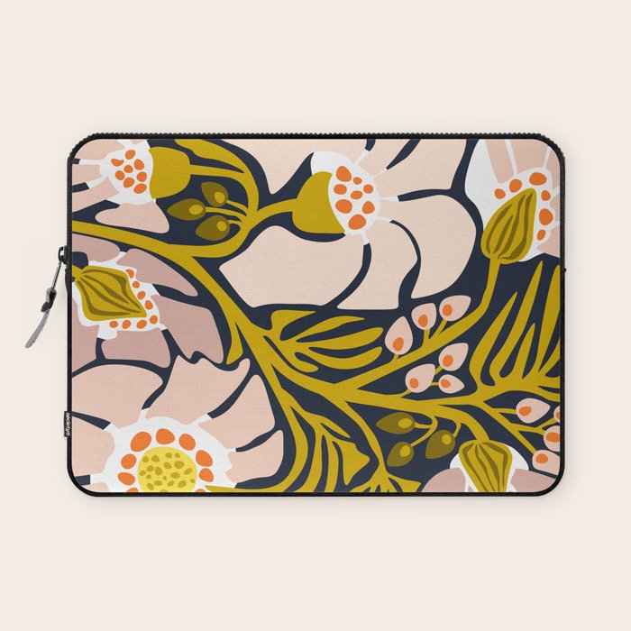 Backyard flower - modern floral illustration Laptop Sleeve Gallery Image 1
