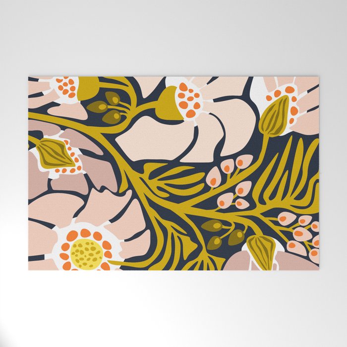 Backyard flower - modern floral illustration Welcome Mat Gallery Image 1