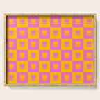 Retro Checkered Tulips Pattern Serving Tray Gallery Image 1