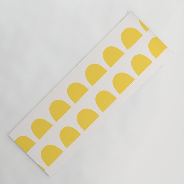 Yellow Mid Century Arc Shapes Minimal Pattern Yoga Mat Gallery Image 1