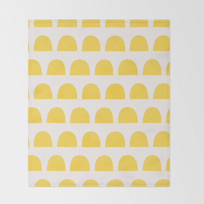Yellow Mid Century Arc Shapes Minimal Pattern Throw Blanket Gallery Image 2