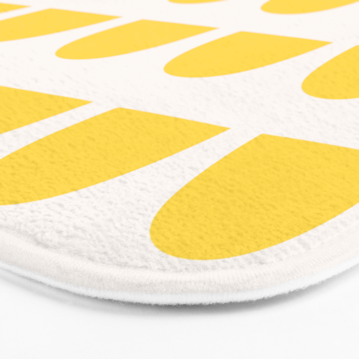 Yellow Mid Century Arc Shapes Minimal Pattern Bath Mat Gallery Image 3