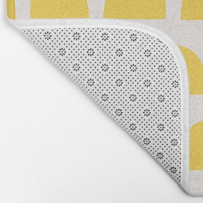 Yellow Mid Century Arc Shapes Minimal Pattern Bath Mat Gallery Image 2