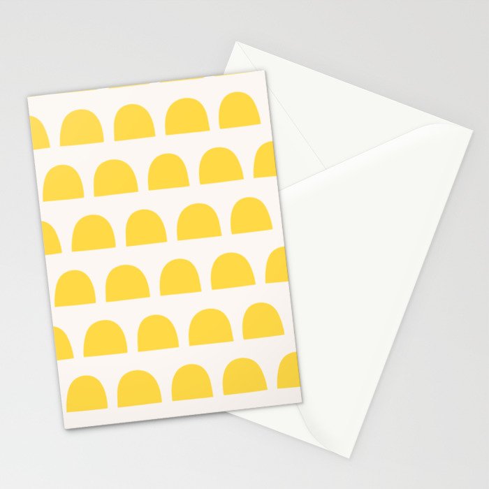 Yellow Mid Century Arc Shapes Minimal Pattern Stationery Card Gallery Image 2