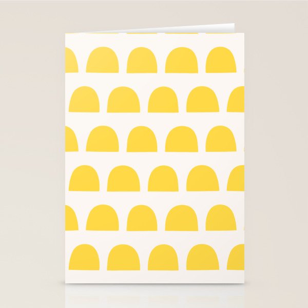 Yellow Mid Century Arc Shapes Minimal Pattern Stationery Card Gallery Image 1