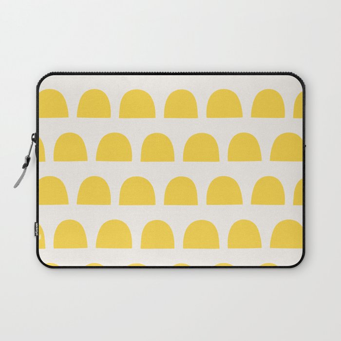 Yellow Mid Century Arc Shapes Minimal Pattern Laptop Sleeve Gallery Image 1