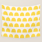 Yellow Mid Century Arc Shapes Minimal Pattern Wall Tapestry Gallery Image 4