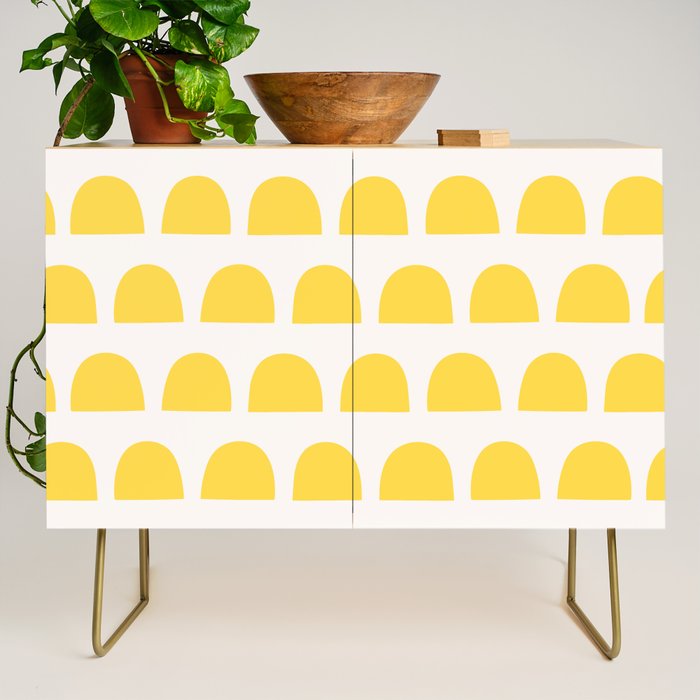 Yellow Mid Century Arc Shapes Minimal Pattern Credenza Gallery Image 1