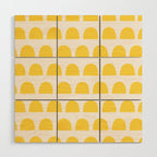 Yellow Mid Century Arc Shapes Minimal Pattern Wood Wall Art Gallery Image 1