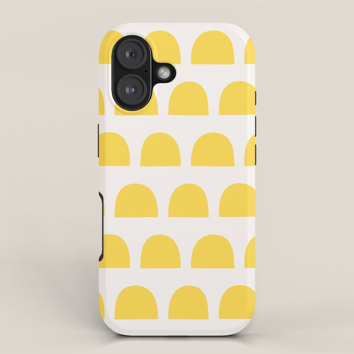 Yellow Mid Century Arc Shapes Minimal Pattern iPhone Case Gallery Image 1