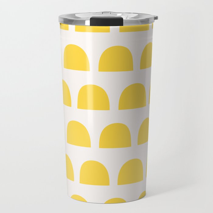 Yellow Mid Century Arc Shapes Minimal Pattern Travel Mug Gallery Image 1