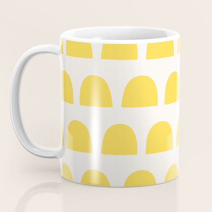 Yellow Mid Century Arc Shapes Minimal Pattern Coffee Mug Gallery Image 3