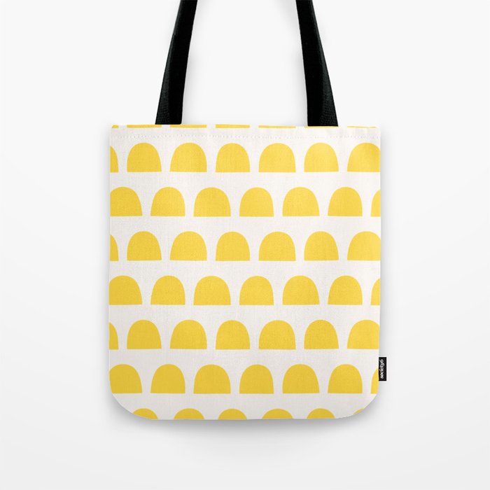 Yellow Mid Century Arc Shapes Minimal Pattern Tote Bag Gallery Image 1