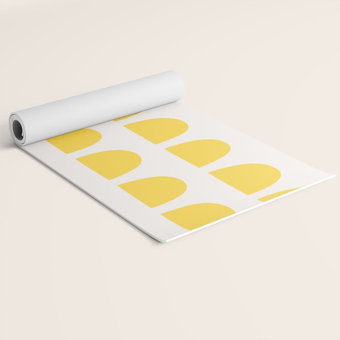 Yellow Mid Century Arc Shapes Minimal Pattern Yoga Mat Gallery Image 2