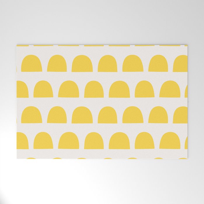 Yellow Mid Century Arc Shapes Minimal Pattern Welcome Mat Gallery Image 1
