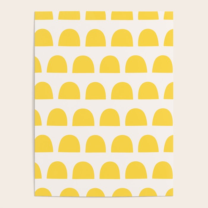 Yellow Mid Century Arc Shapes Minimal Pattern Poster Gallery Image 4