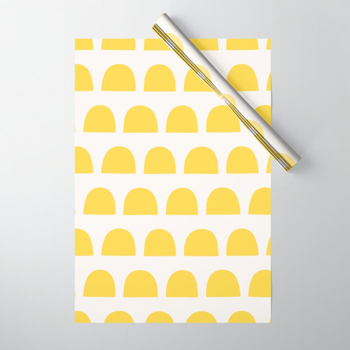 Yellow Mid Century Arc Shapes Minimal Pattern Wrapping Paper Gallery Image 1
