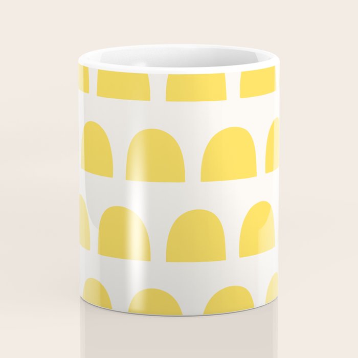 Yellow Mid Century Arc Shapes Minimal Pattern Coffee Mug Gallery Image 4