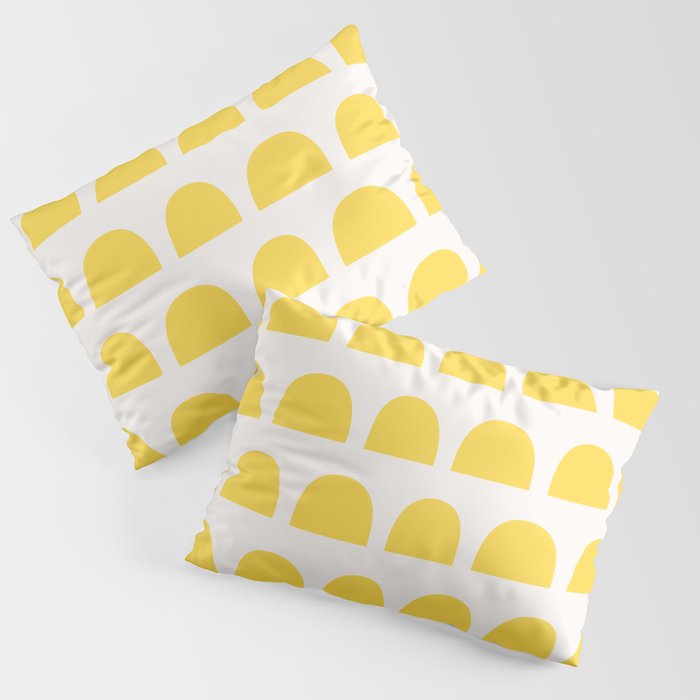 Yellow Mid Century Arc Shapes Minimal Pattern Pillow Sham Gallery Image 1