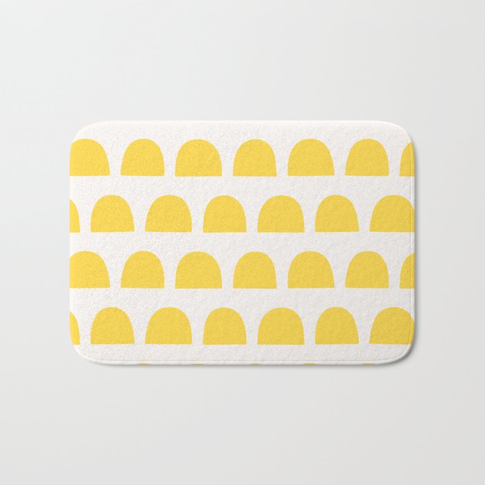 Yellow Mid Century Arc Shapes Minimal Pattern Bath Mat Gallery Image 1