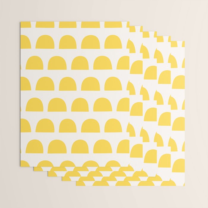 Yellow Mid Century Arc Shapes Minimal Pattern Wrapping Paper Gallery Image 3