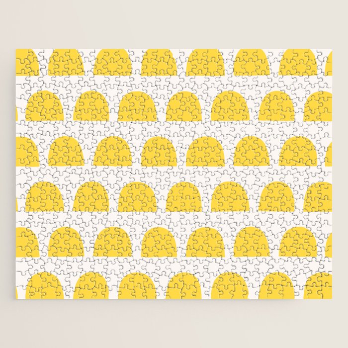 Yellow Mid Century Arc Shapes Minimal Pattern Jigsaw Puzzle Gallery Image 1