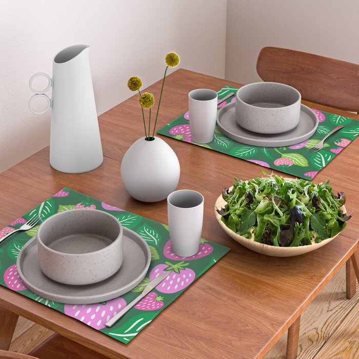 Strawberry Fields - Pink and Green Placemat Gallery Image 2