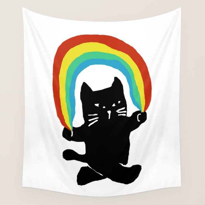 Rainbow cat Wall Tapestry Gallery Image 4