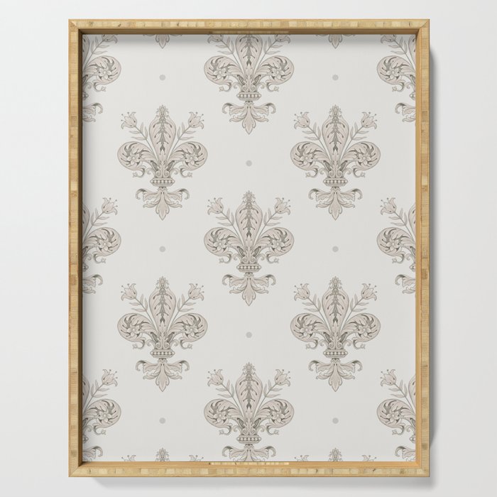 Fleur De Lis In Warm Grey Serving Tray Gallery Image 1