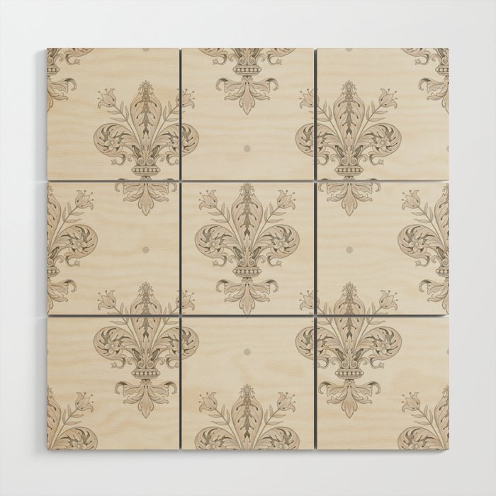 Fleur De Lis In Warm Grey Wood Wall Art Gallery Image 1