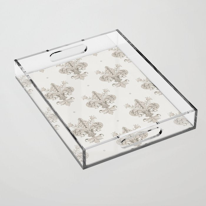 Fleur De Lis In Warm Grey Acrylic Tray Gallery Image 1