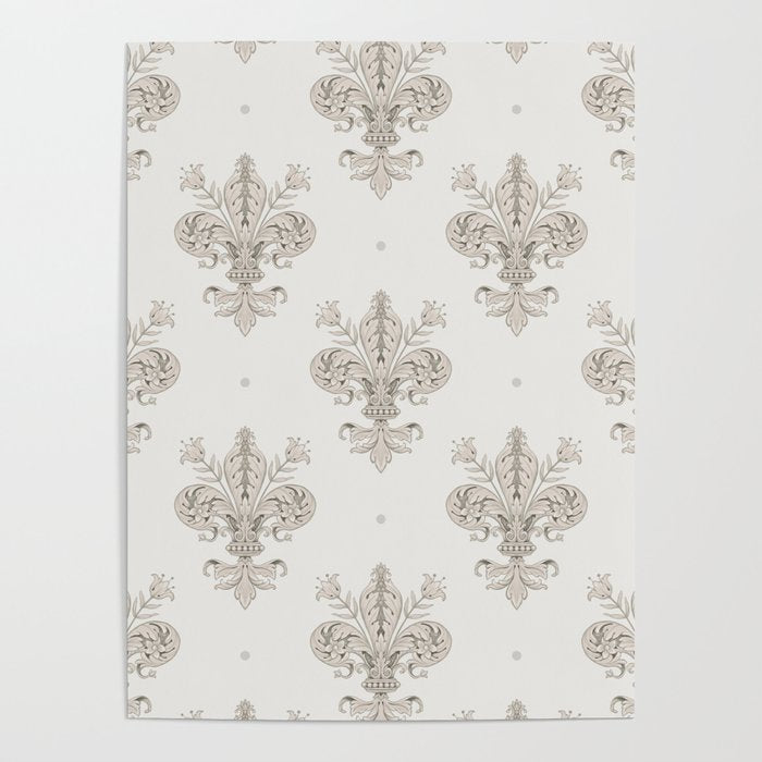 Fleur De Lis In Warm Grey Poster Gallery Image 4