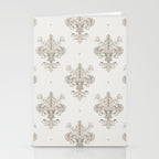 Fleur De Lis In Warm Grey Stationery Card Gallery Image 2
