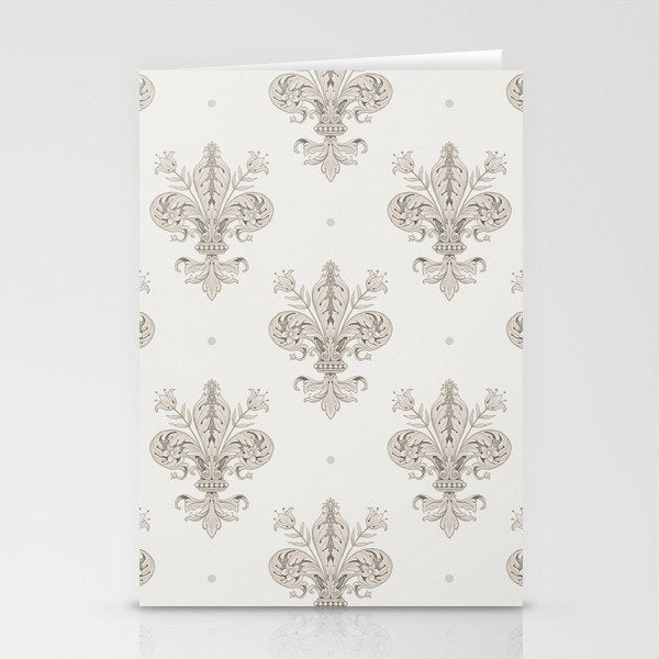 Fleur De Lis In Warm Grey Stationery Card Gallery Image 2