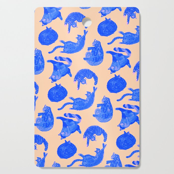 Sleepy Cozy Kitty Cats in Blue & Pink Cutting Board Gallery Image 1