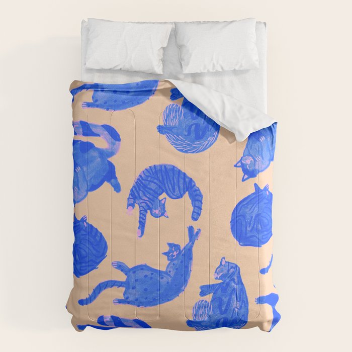 Sleepy Cozy Kitty Cats in Blue & Pink Comforter Gallery Image 6