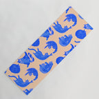 Sleepy Cozy Kitty Cats in Blue & Pink Yoga Mat Gallery Image 1