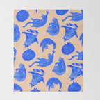 Sleepy Cozy Kitty Cats in Blue & Pink Throw Blanket Gallery Image 2